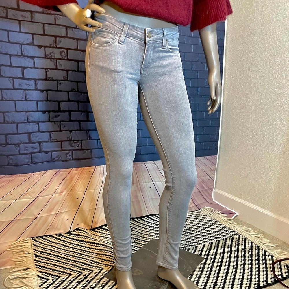 Paige grey skyline skinny jeans with stretch denim